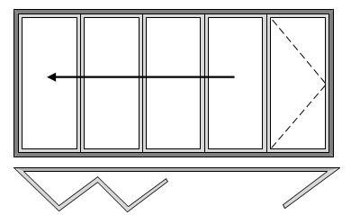 5 Pane Bi-folding Door Open Out Four Slide Right to Left and a Master Door