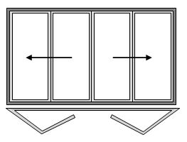 4 Pane Bi-folding Door Open Out Two Slide Left and Two Slide Right