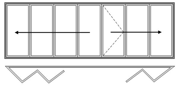 7 Pane Bi-folding Door Open Out Four Slide Right to Left and Three Slide Left to Right