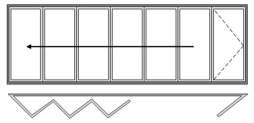 7 Pane Bi-folding Door Open Out Six Slide Right to Left and a Master Door