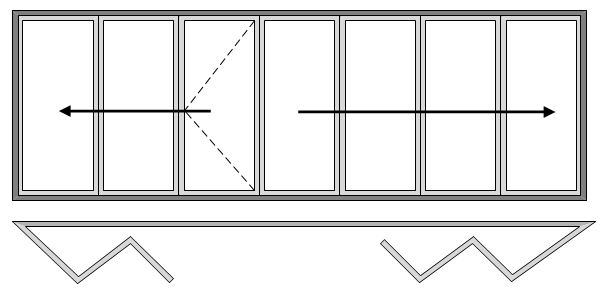 7 Pane Bi-folding Door Open Out Three Slide Right to Left and Four Slide Left to Right