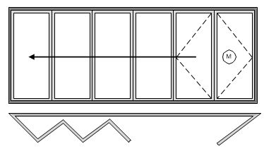 6 Pane Bi-folding Door Open Out Five Slide Right to Left with a Master Door