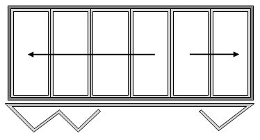 6 Pane Bi-folding Door Open Out Four Slide Right to Left and Two Slide Left to Right