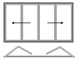 2 Pane Bifold Door Open In Two Slide Left and Two Slide Right