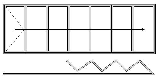 7 Pane Bifold Door Open In All Slide Left to Right