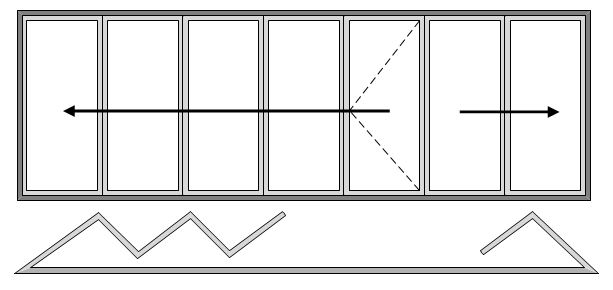 7 Pane Bifold Door Open In Five Slide Left and Two Slide Right
