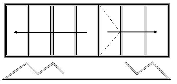 7 Pane Bifold Door Open In Two Slide Right and Five Slide Left with Master door