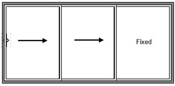 3 Pane Sliding Patio Door - Left